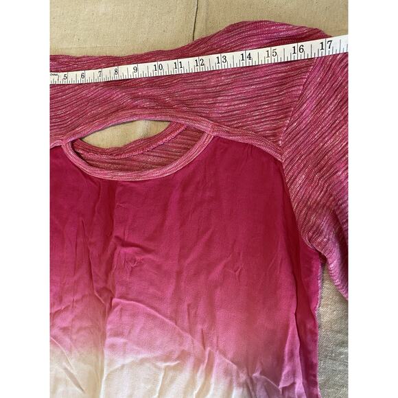 Z by Zobha Pullover Top Womens XL / 2XL Pink & White Ombre wBack Cut Out Blouse - Picture 11 of 11